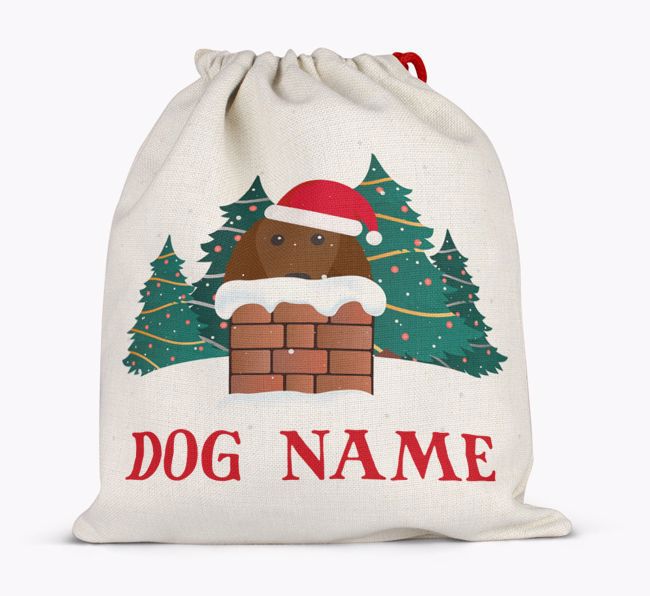 Peeking Dog with Santa Hat: Personalized {breedFullName} Santa Sack 